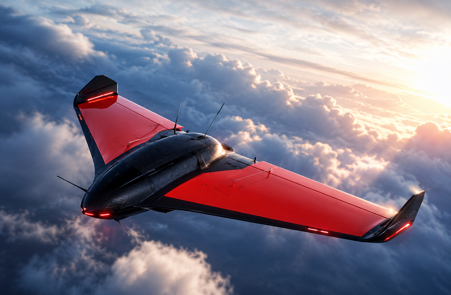 ATD high-altitude flying-wing UAV above the clouds